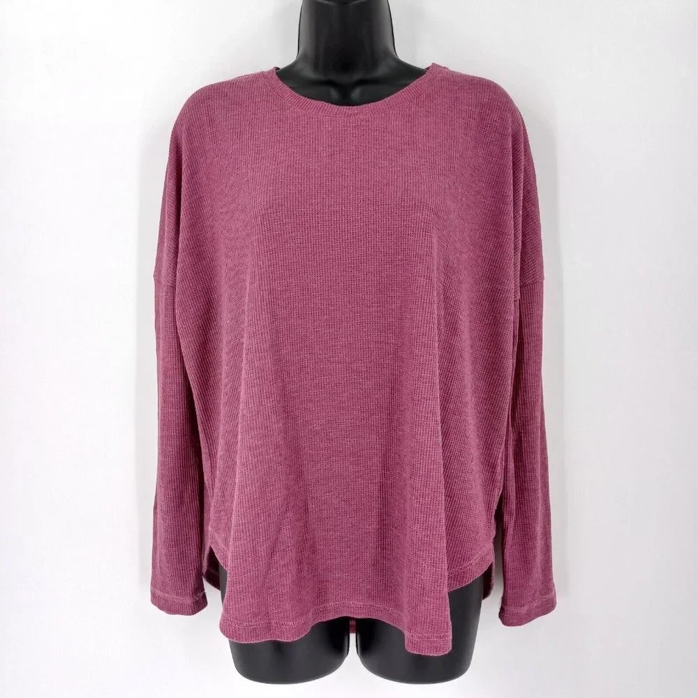 COTTON ON Sz S Oversized Waffle Knit Sweater Mauve Pink Cozy Casual Lounge Fall - Picture 3 of 12